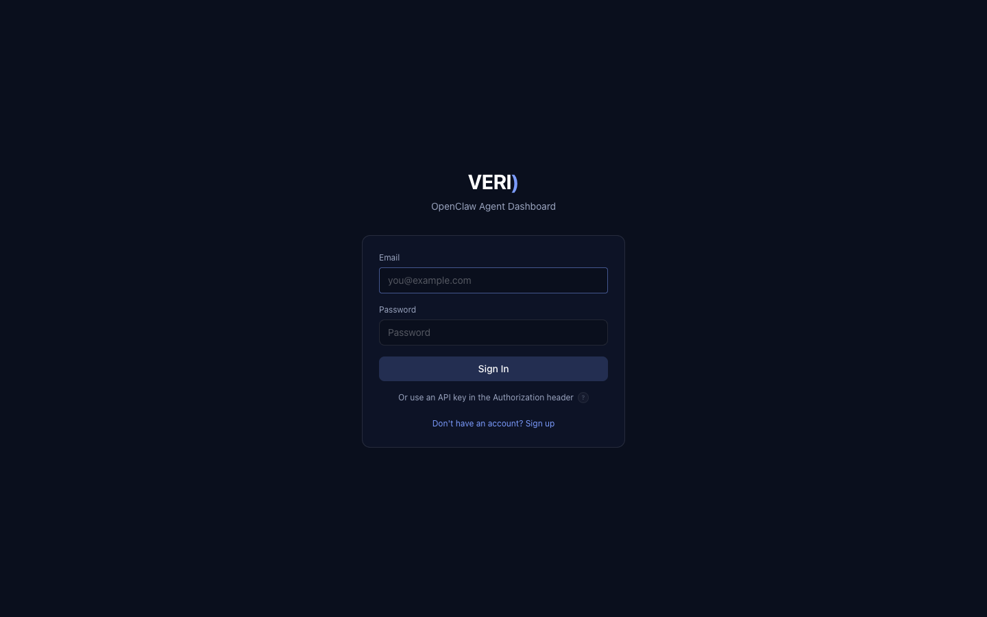 VERI Login Page